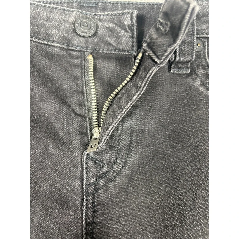 True Religion Mens Super Skinny Moto Jeans Faded Black Ribbed Knee